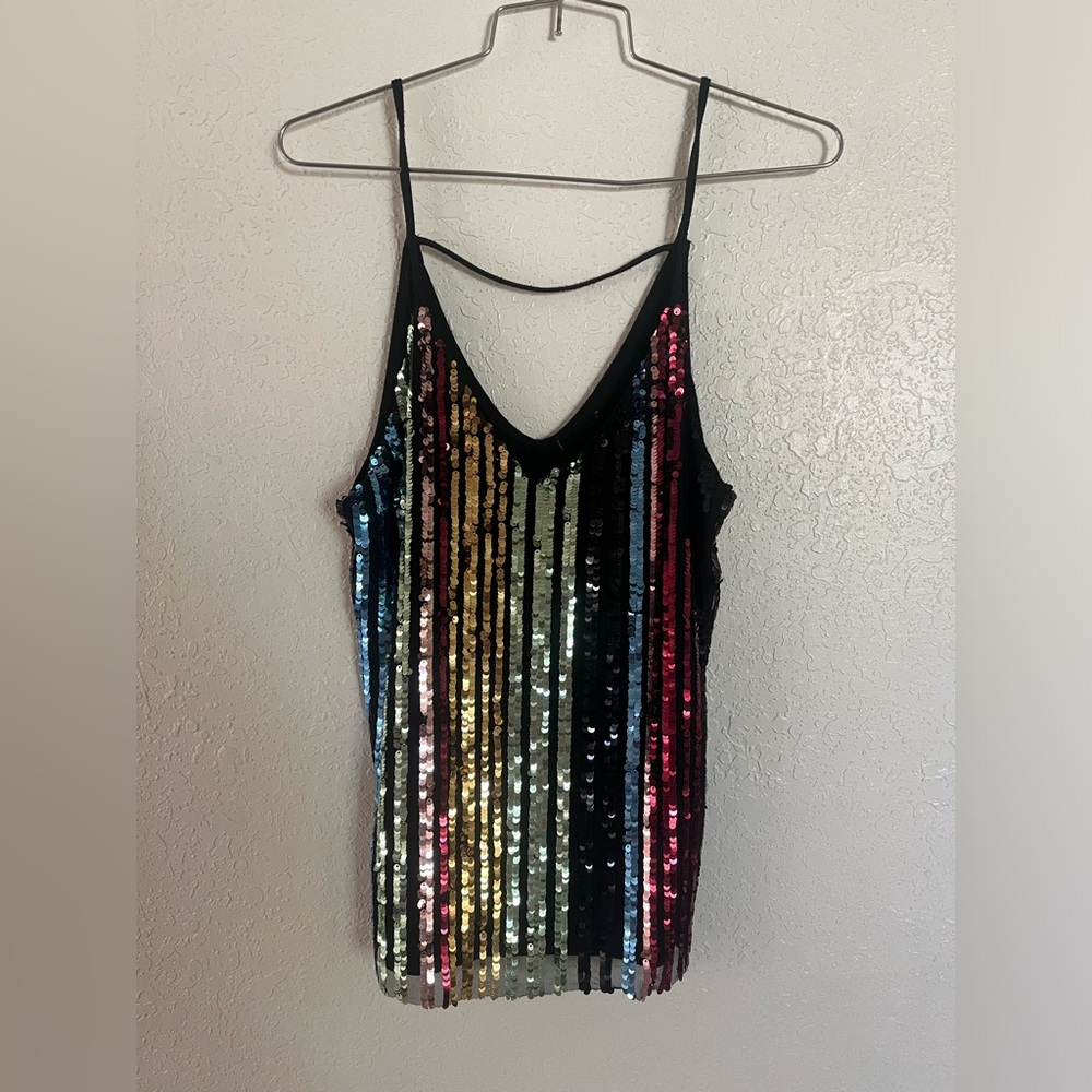 Rainbow Shimmer Sequin Tank Top